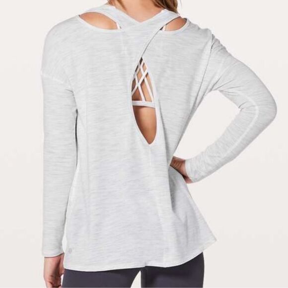LULULEMON Back Into It Long Sleeve Top White/Gray Women’s Size 6 - Picture 2 of 6